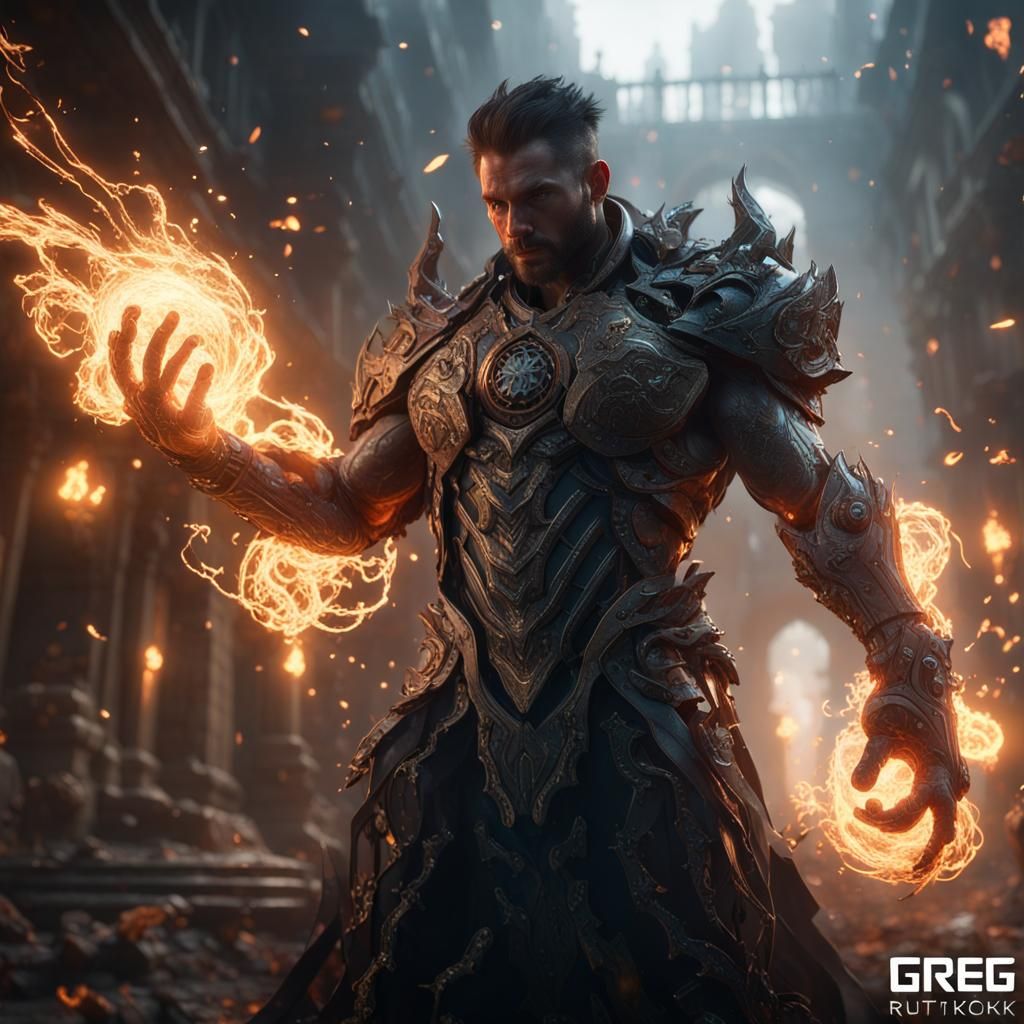 Powerful Superhuman Mage in Dark Fantasy Style