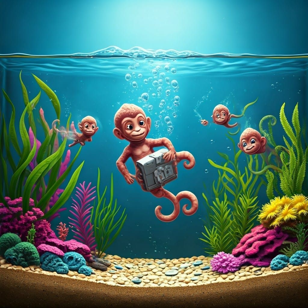 Underwater Adventures of Sea Monkeys in Comic Book Style
