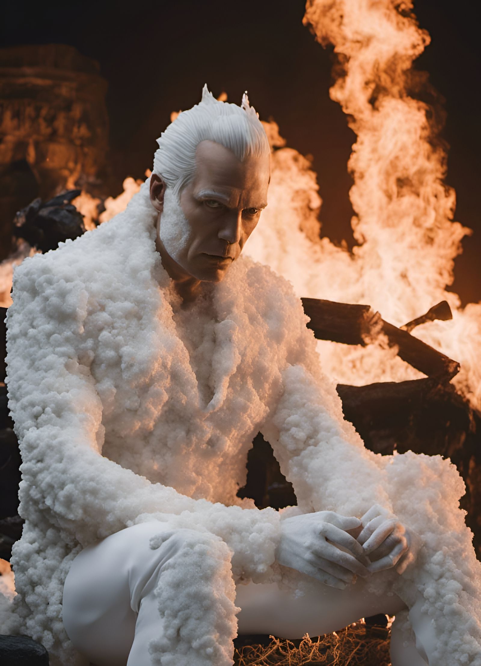 Salt Macaroni Man by Fire: White Bodysuit Sentinel