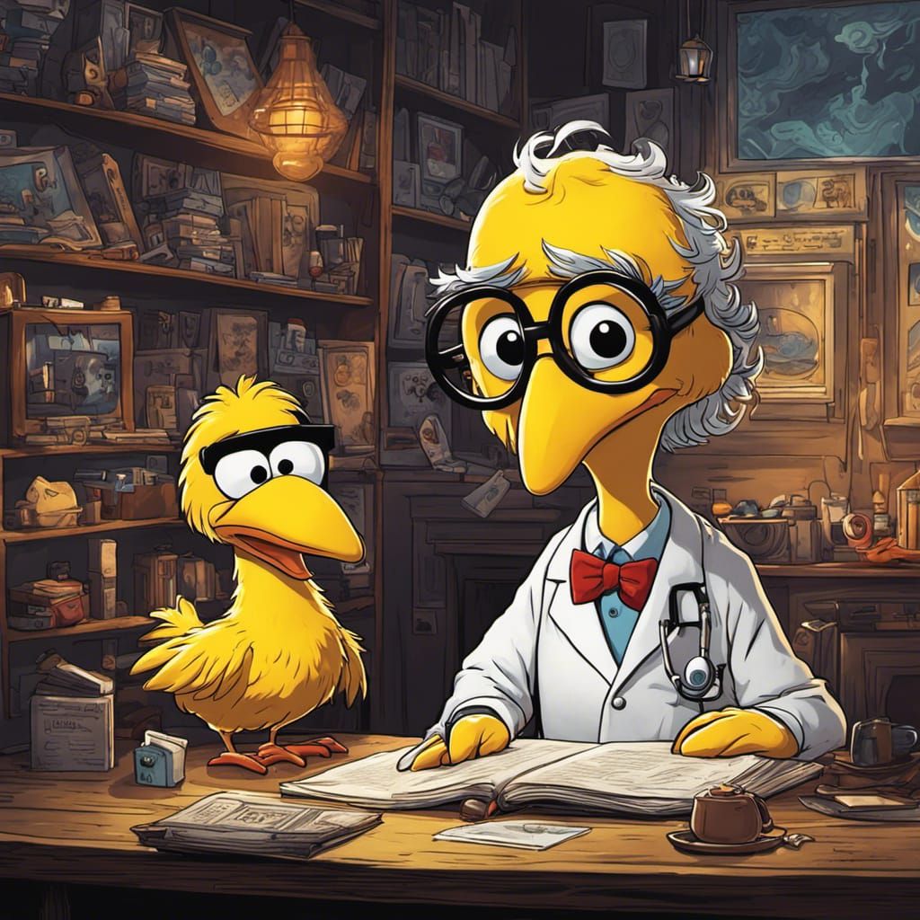 Chibi Groucho Bird: Psychedelic Burton-esque Concept Art