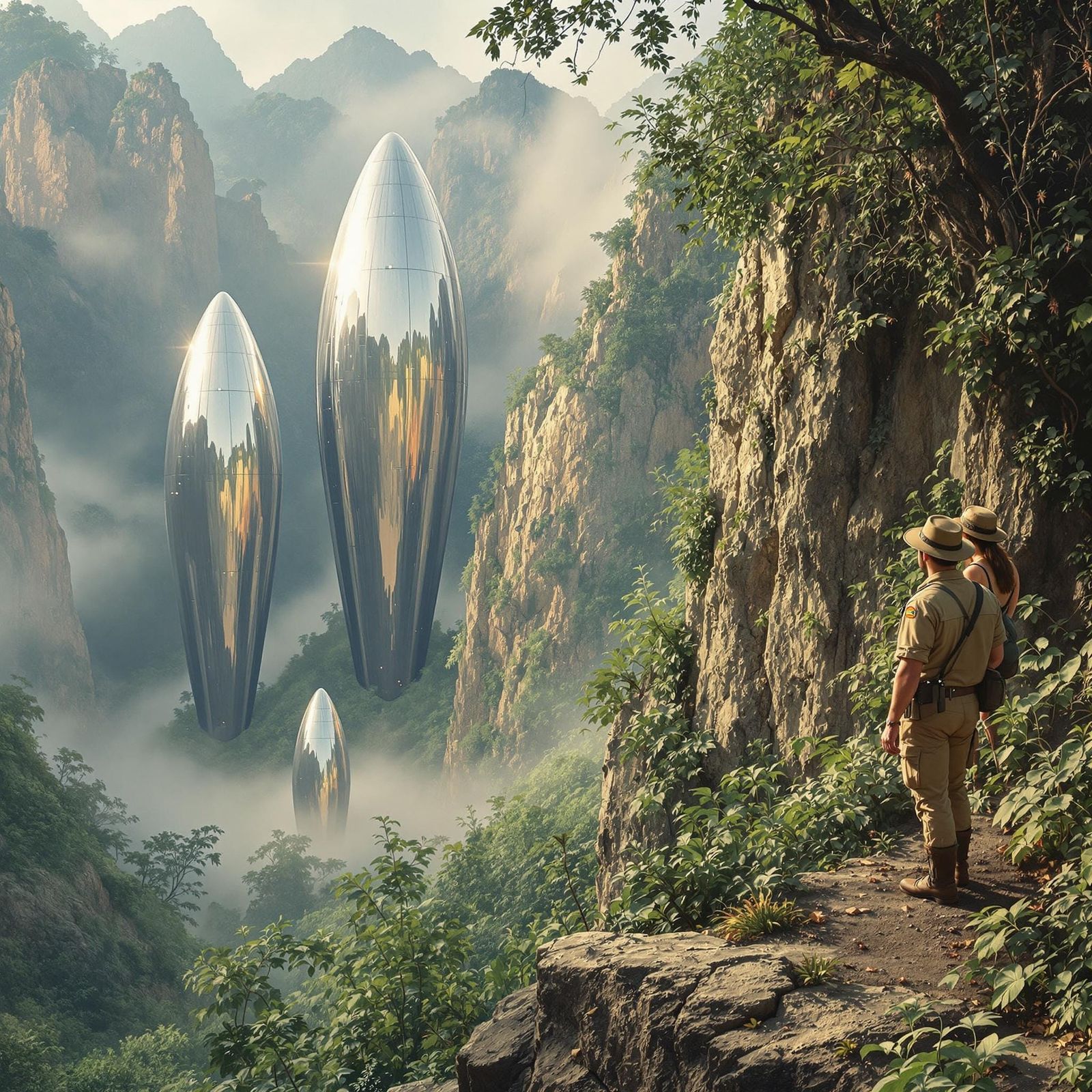 Explorers Stunned by Futuristic Ruins in the Jungle