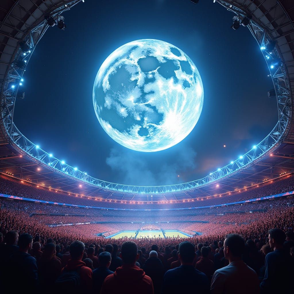 Gigantic Lunar Hologram in Wembley Stadium
