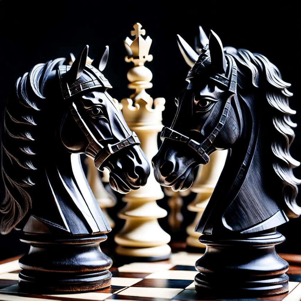 two Knight horses of chess pieces
