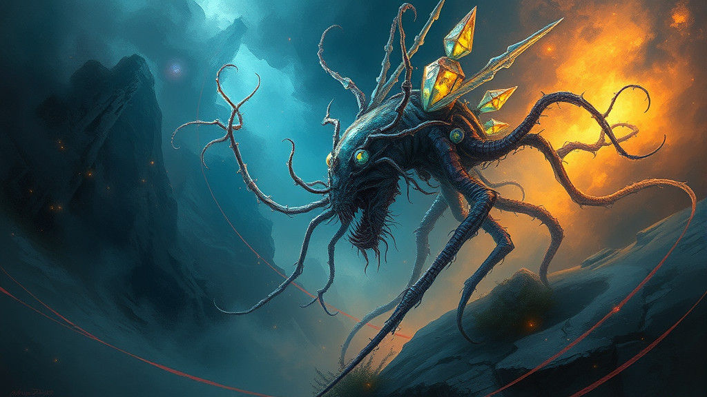 Dreamlike Biomechanical Creature in an Oil Painting Style