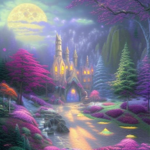 Ethereal Moon Elf in Misty Fantasy Landscape