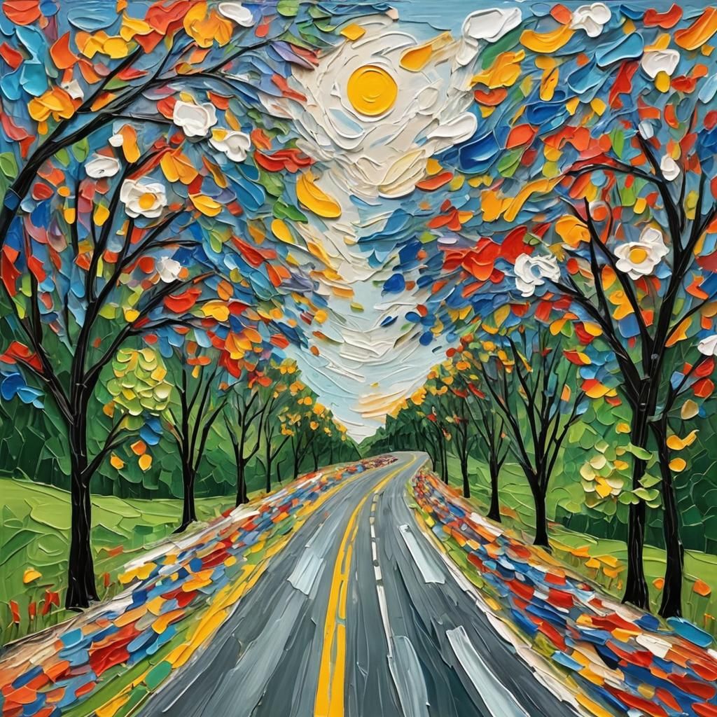 Road Ahead: Impasto Painting Meets Scribble Art