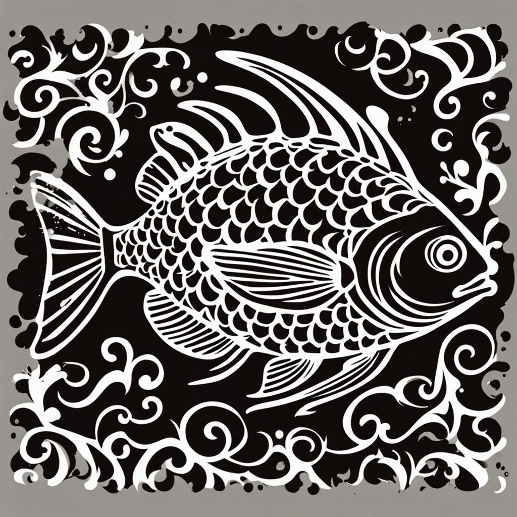 Striking Stencil Art Fish Illustration