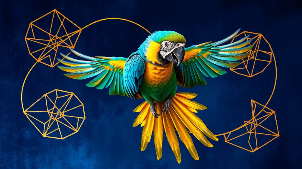 Vibrant Ara Parrot in Abstract Cubist Style