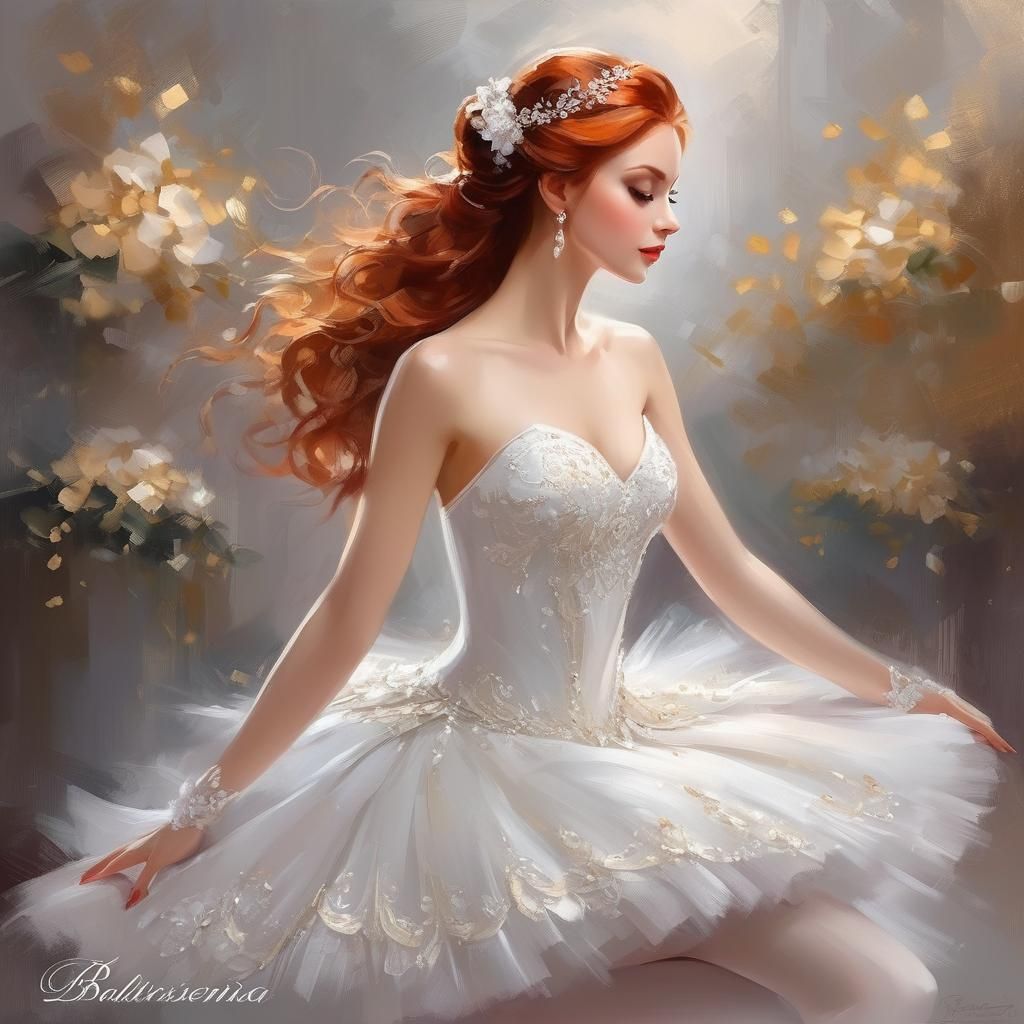 Red-Haired Ballerina in Fantasy Bridal Art