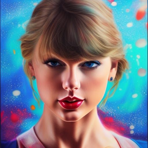 Hyperrealistic Taylor Swift Portrait in Splash Art Style