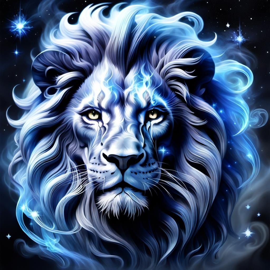 Lion Made of Smoke and Stars