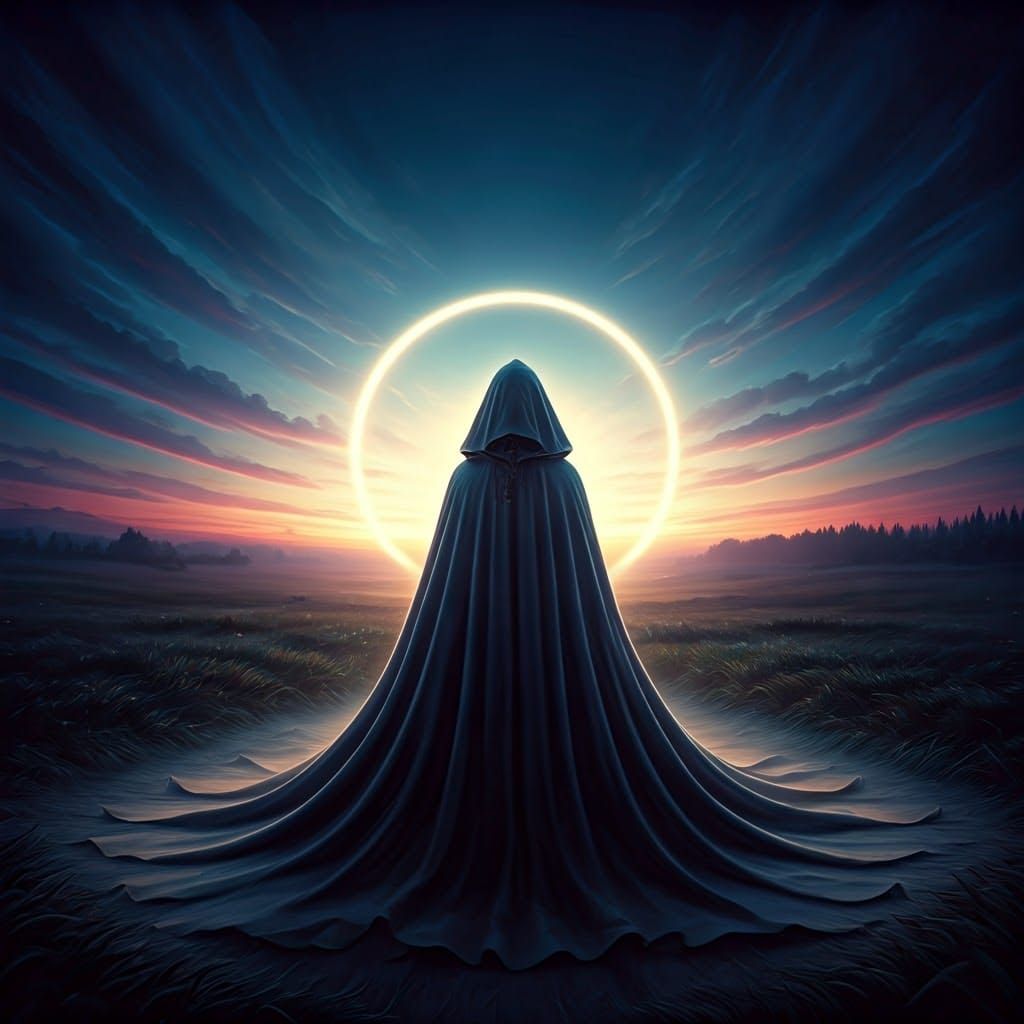 Ethereal Figure in Twilight: Inspired by Color Field Art