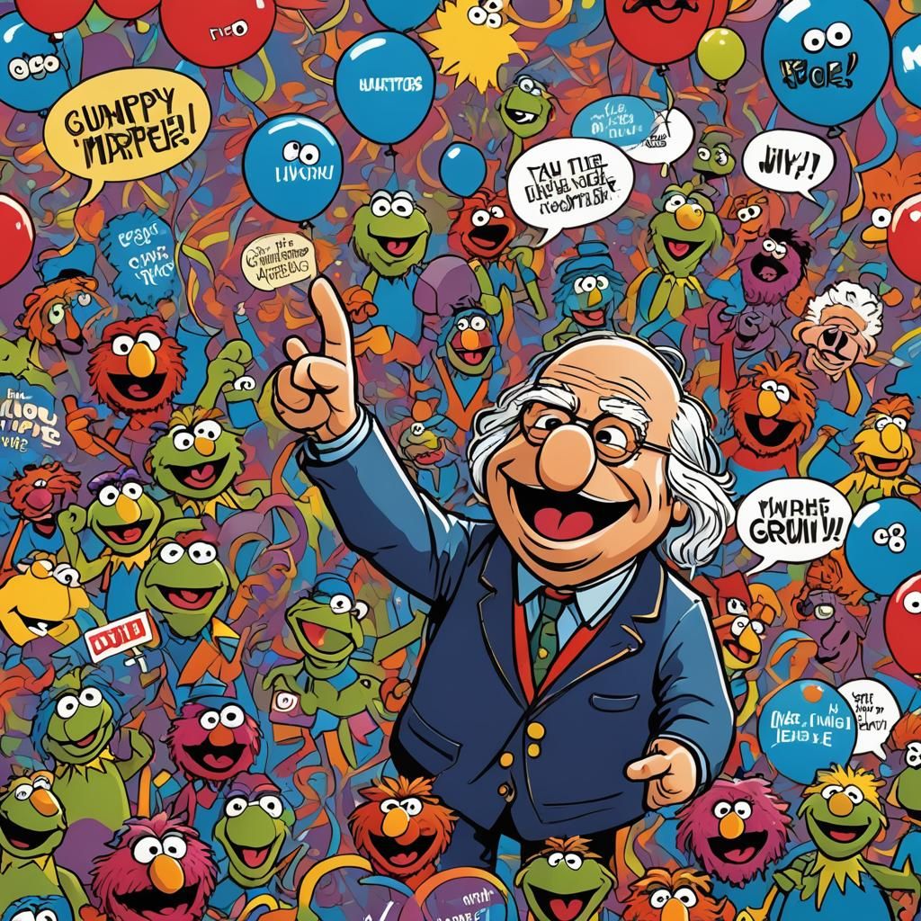 Grumpy Old Man Day in Muppet Cartoon Style