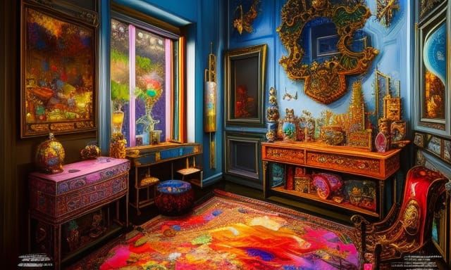 Isometric Board Game Art in Rococo Punk Style