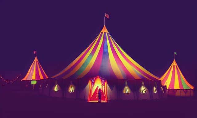 Haunted Circus Tent City in Pastel Colors