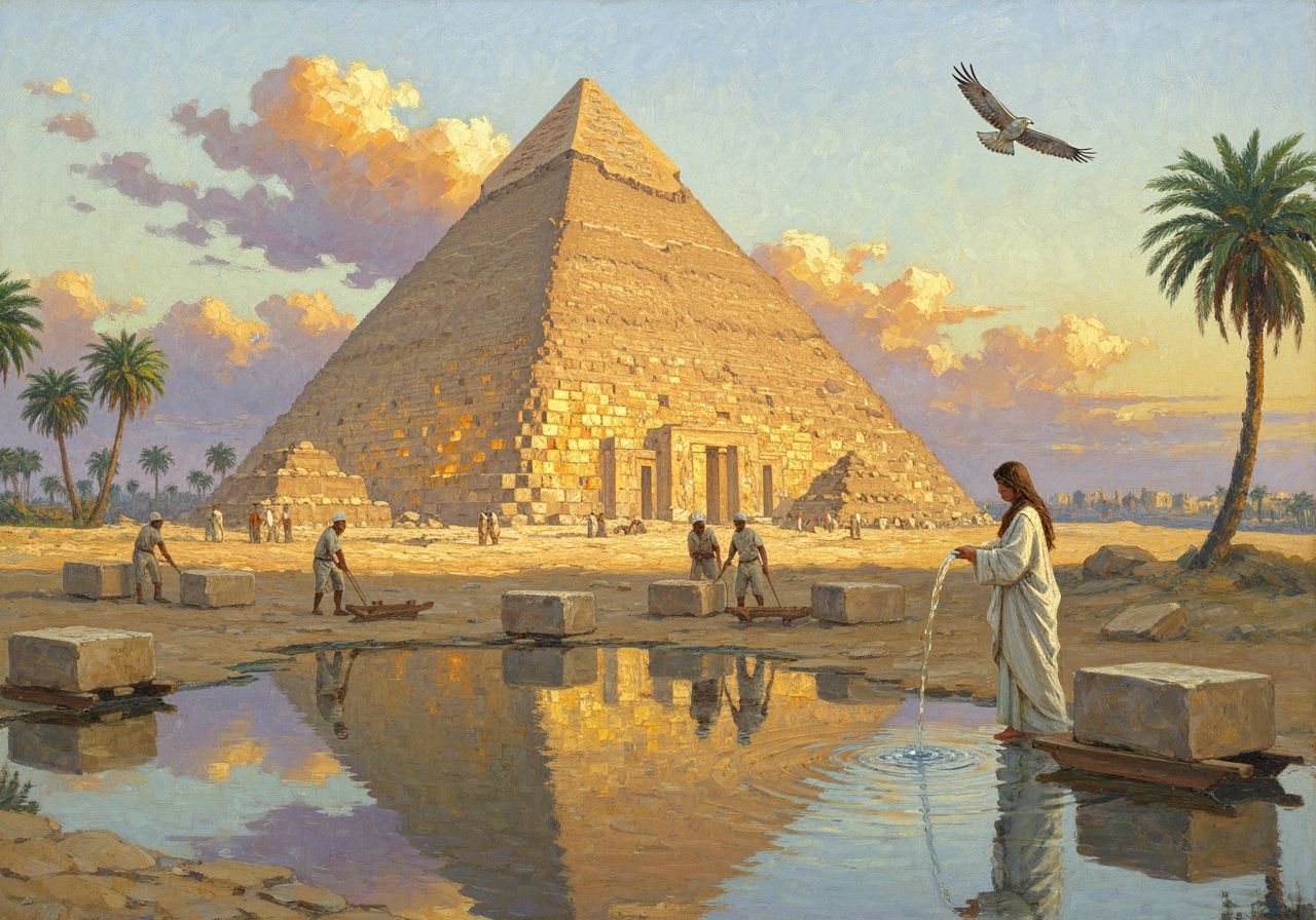 Giza Pyramid at Dawn in Impressionistic Style