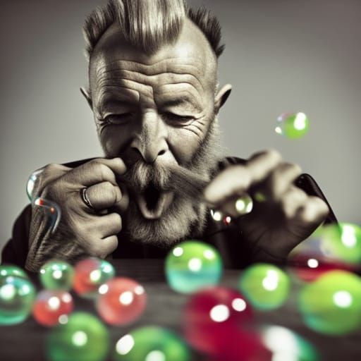 Happy Gnome Blowing Bubbles IX