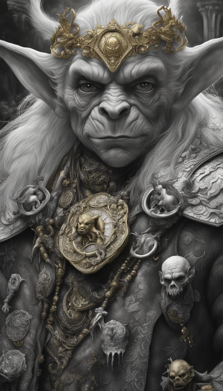 Sinister Goblin King Portrait in Art Nouveau Style