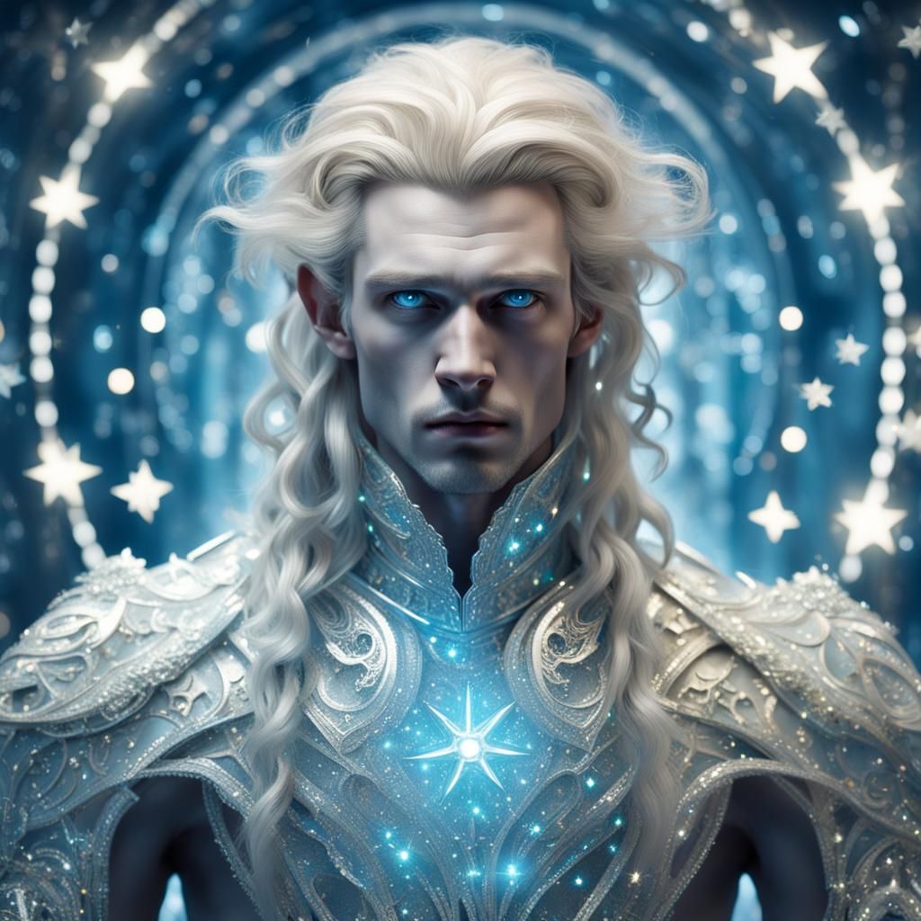 Handsome Blond Alien Man in Rococo Lighting