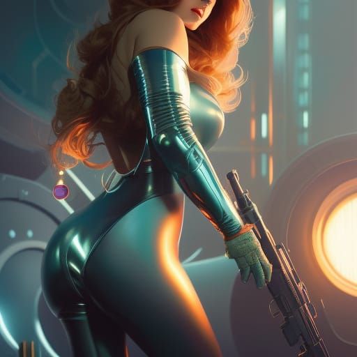 Retro-Futuristic Astronaut Relaxing Poolside