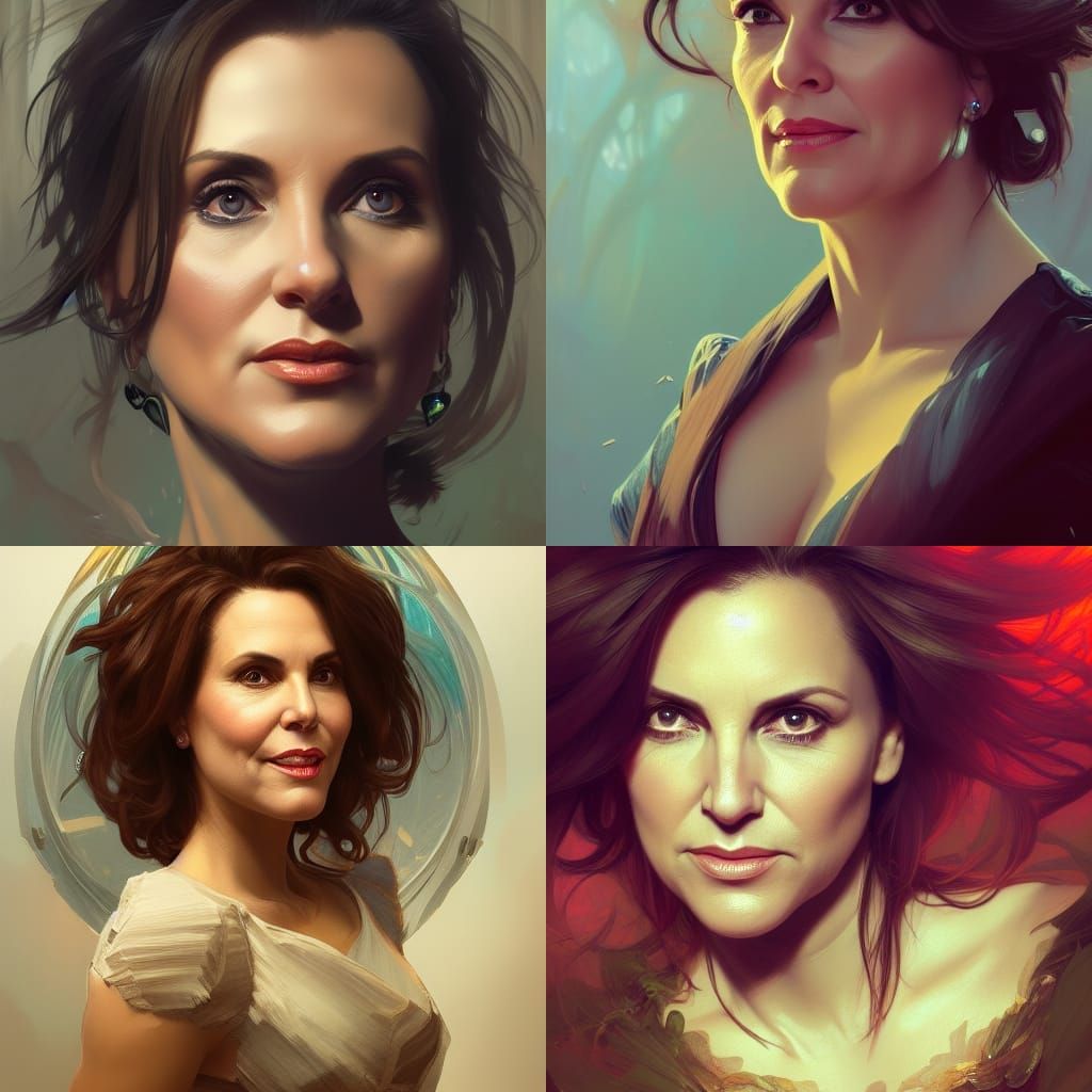 Detailed Portrait in Art Nouveau Style