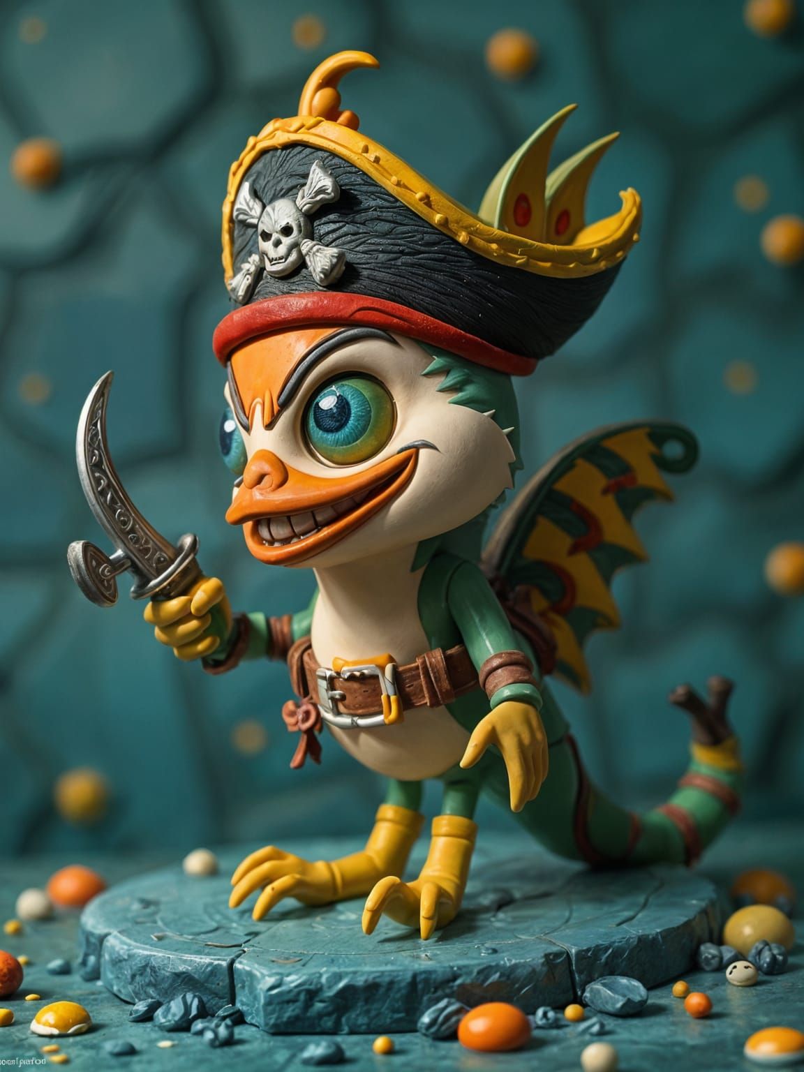 Vibrant Pirate Character in Claymation Style