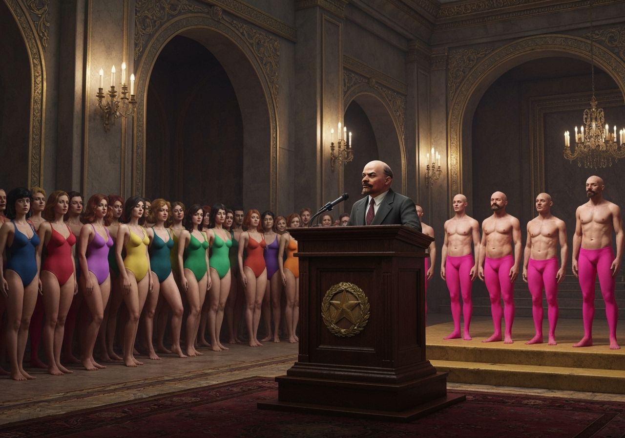 Lenin Addresses Crowd in Ornate Hall