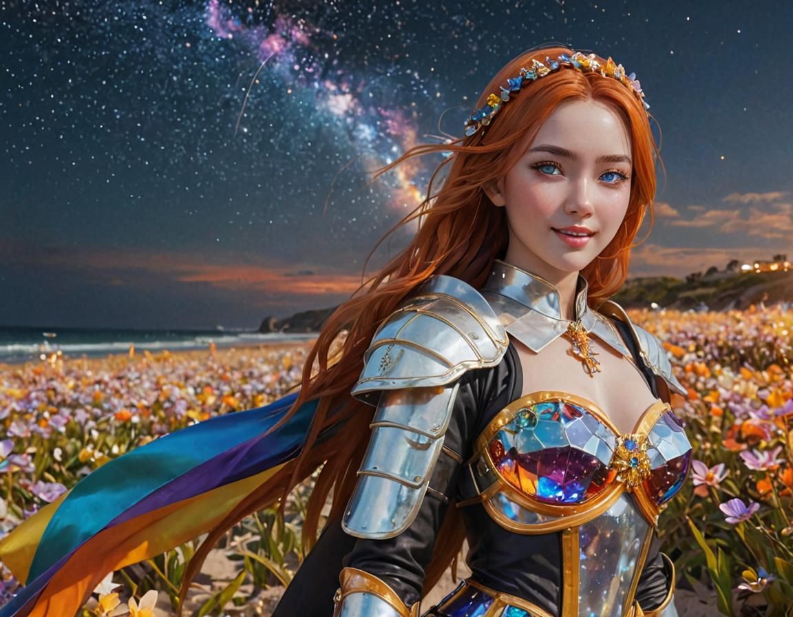 Asian Woman with Crystal Armor, Anime Style