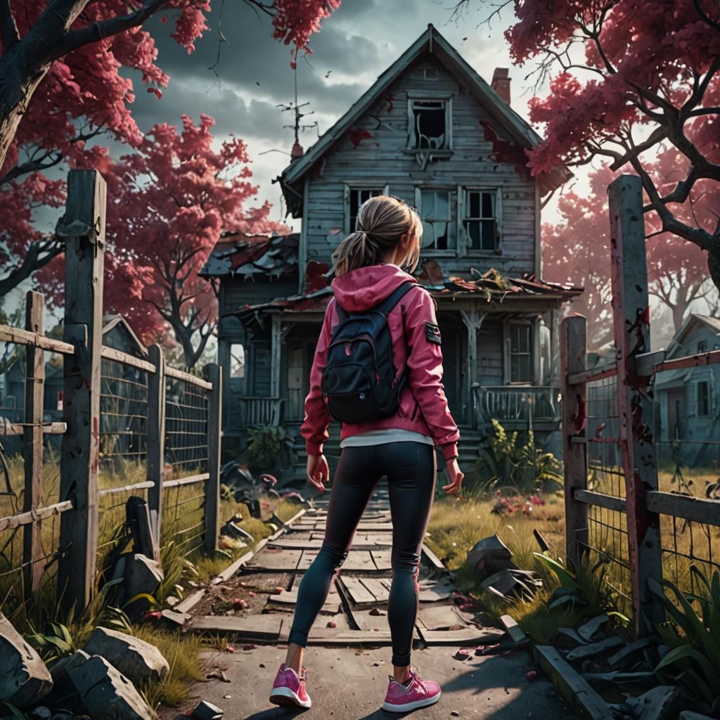 Girl in Zombie Apocalypse: Detailed Matte Painting