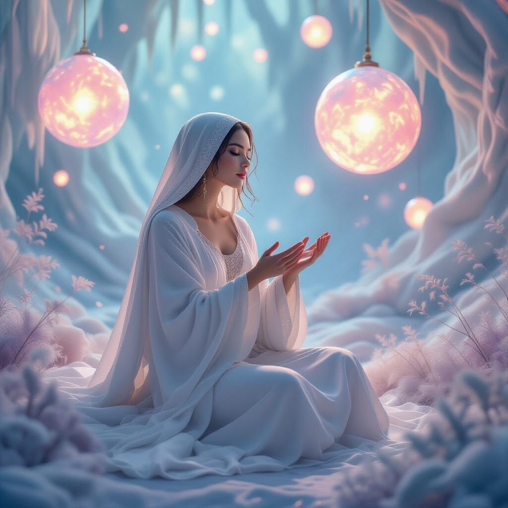 Mystical Woman Sings to Brain in Dreamscape