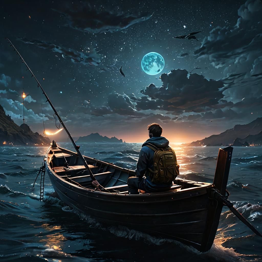 Peaceful fishing at night