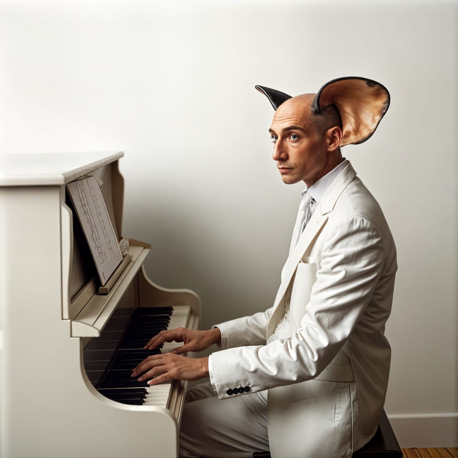 Surreal Piano Player with Large Ears