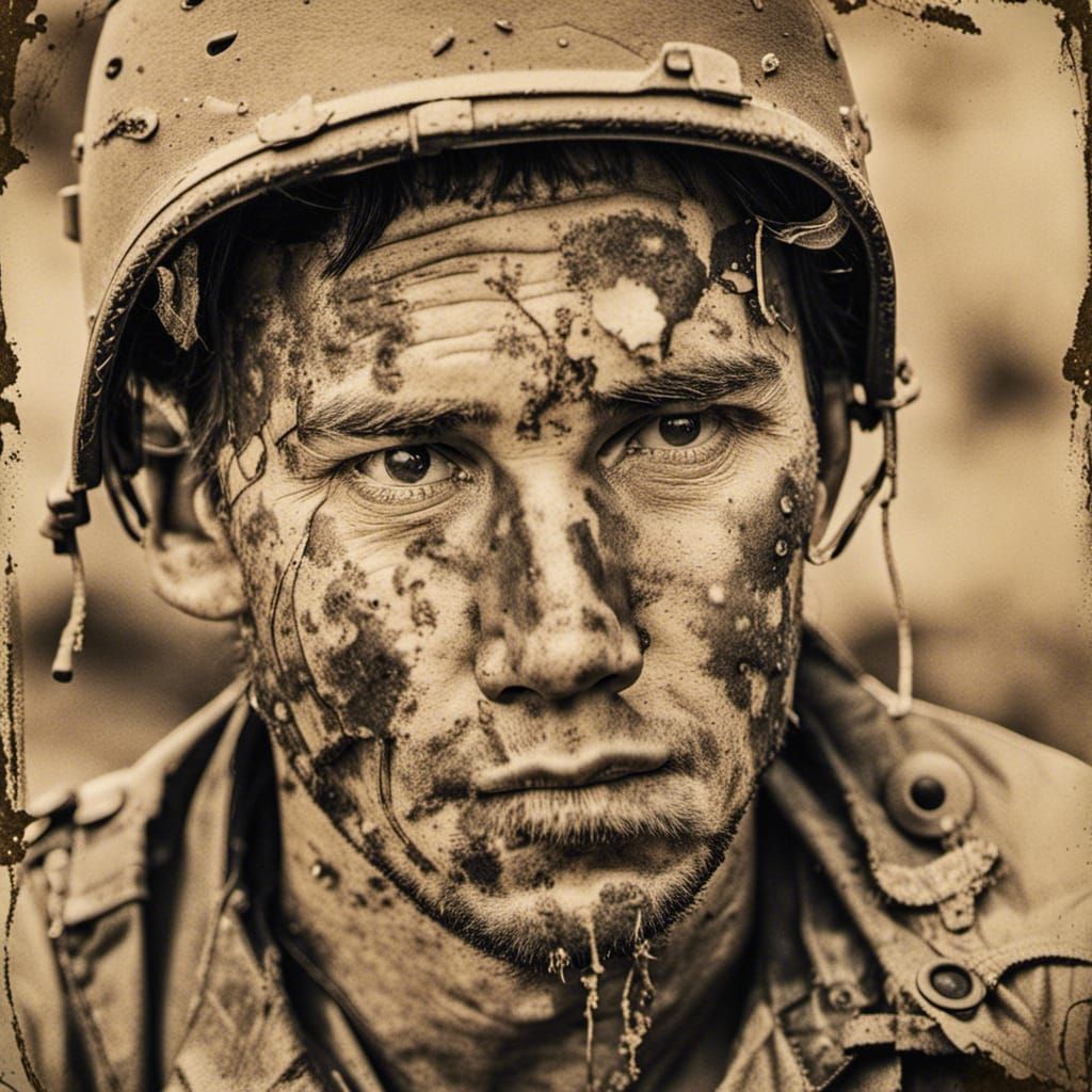 Vietnam War Soldier: A Worn, Yellowed Close-Up