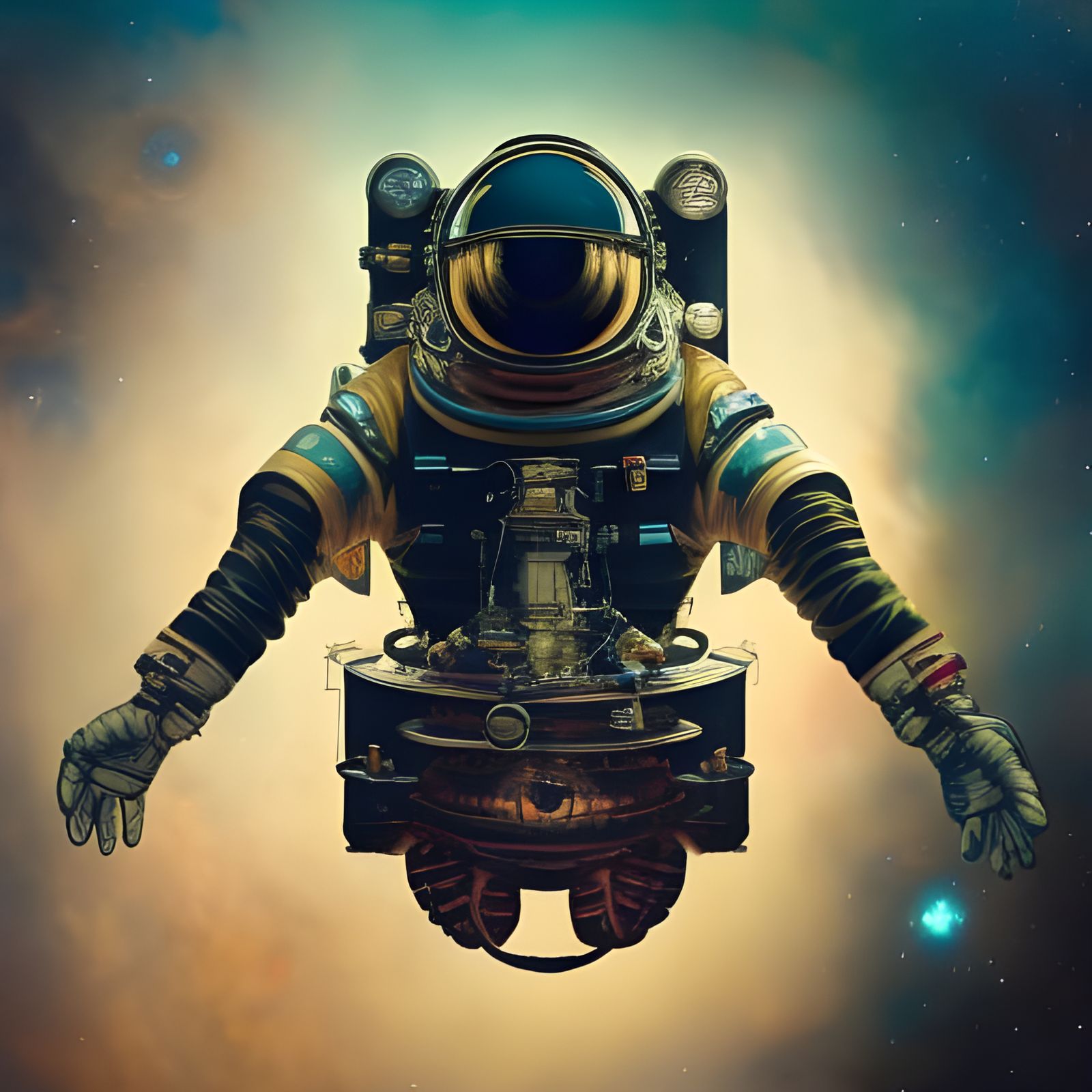 Steampunk Astronaut in Deep Space Fantasy