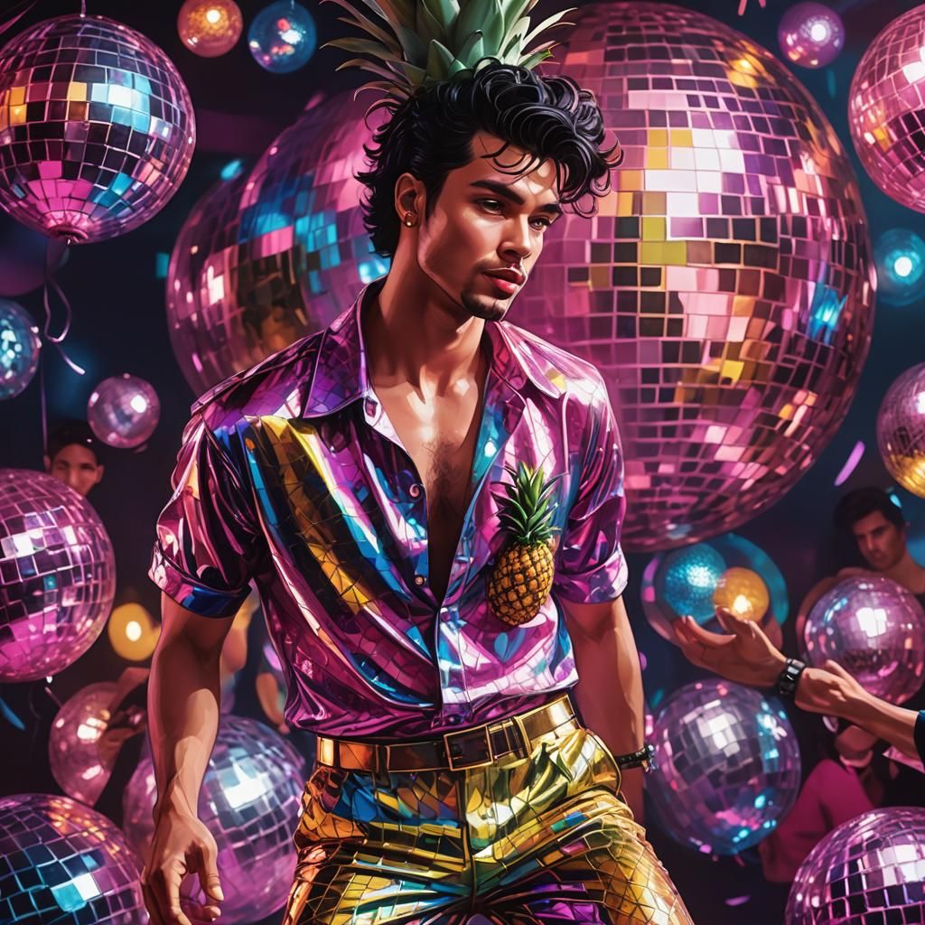 Disco Dancer in Neon Nightclub: Concept Art Portrait