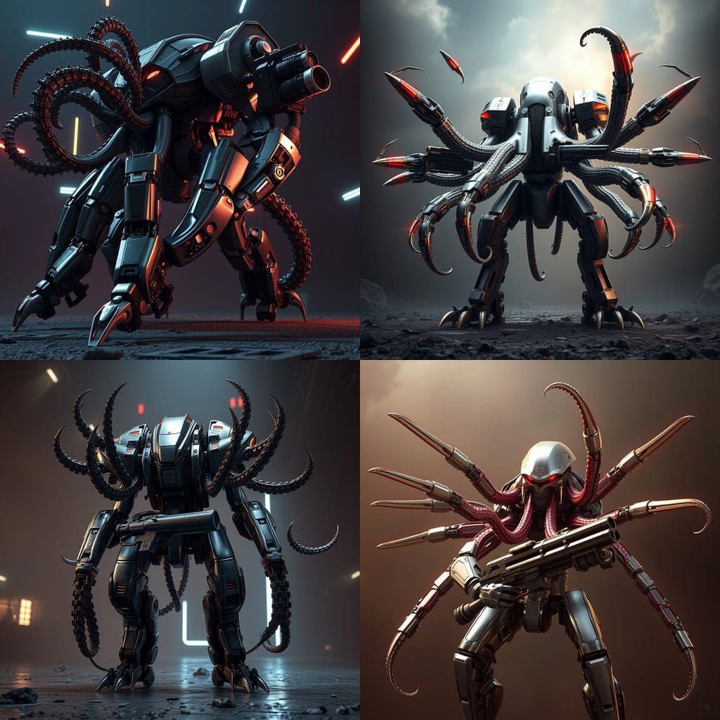 Cybernetic Warrior in Futuristic Landscape