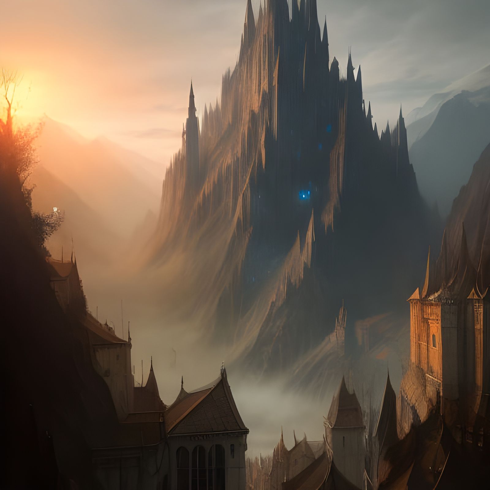 Gondolin Fortress: Dark Fantasy Concept Art