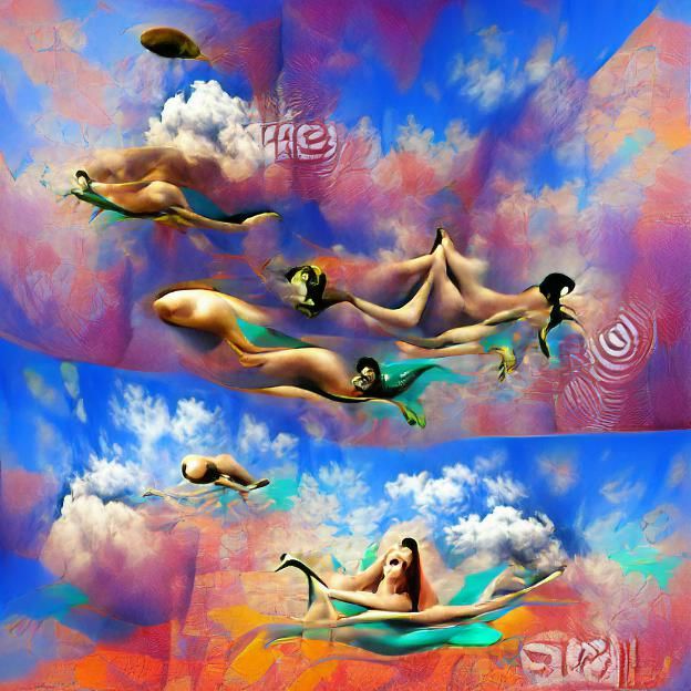 Nymphs Swimming in a Celestial Sky