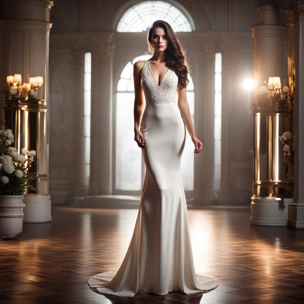 Noble Lady in White Bodycon Dress