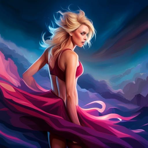 Zombie-Hunter Cheerleader with Chainsaw, Comic Book Style