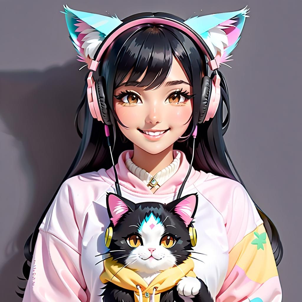 Brazilian Woman in Kawaii Fashion, Manga Art Style