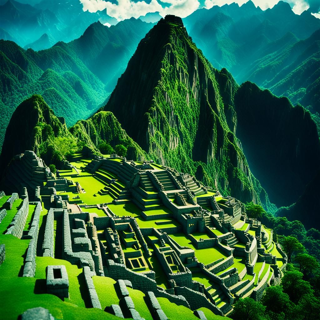 Lego Inca Walls at Machu Picchu: Cinematic Still