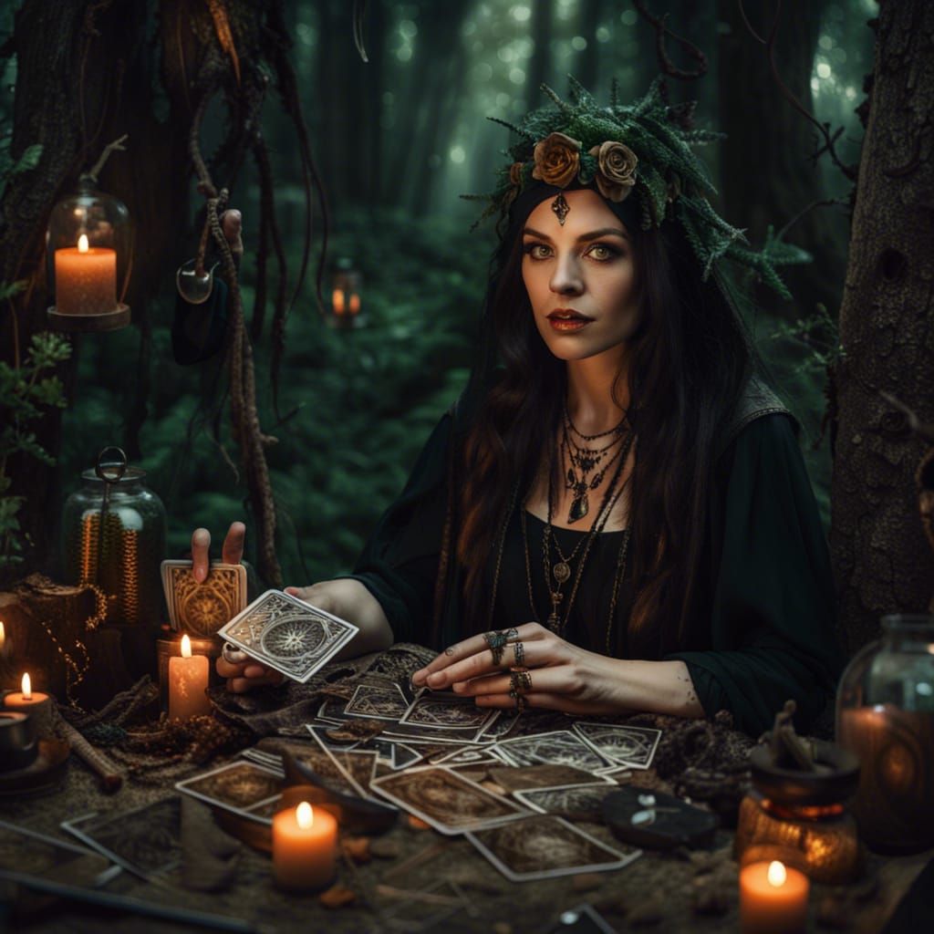 Enchanting Forest Witch Divining Tarot Cards