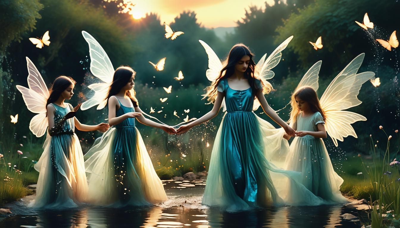Mesmerizing Collage of Fairies in Dreamlike Garden