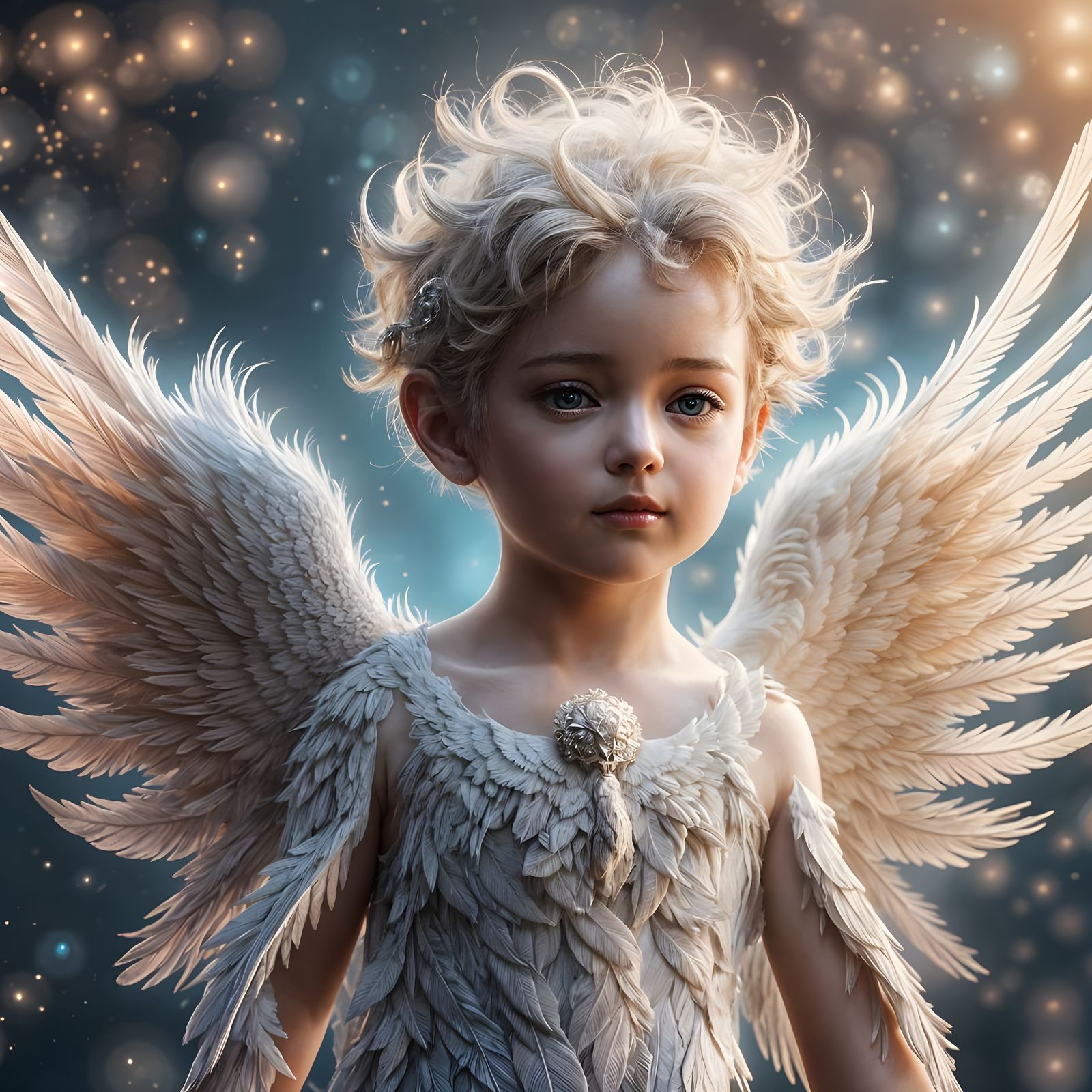Detailed Angel Cherub with Glorious Wings