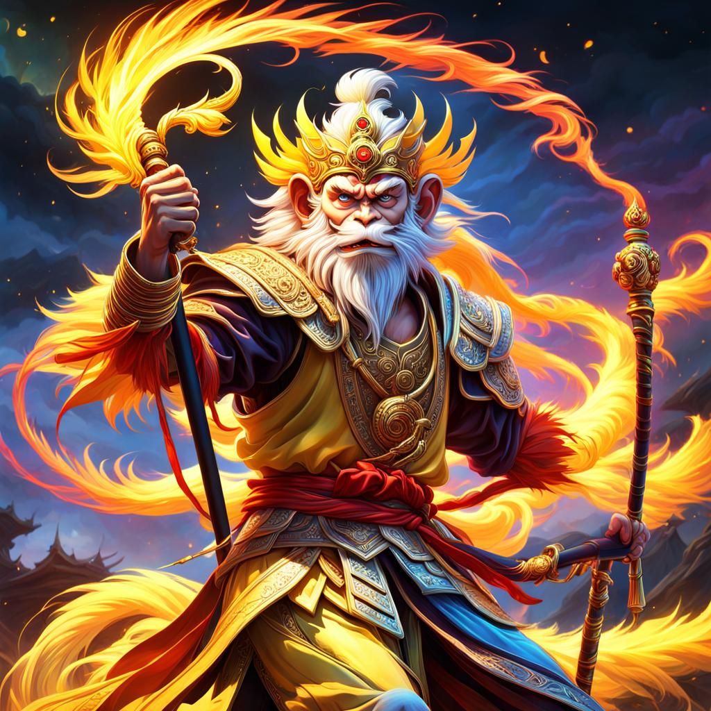 Monkey King Laughs in Vibrant 3D Anime Art