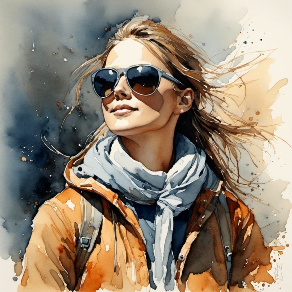 Cool Girl in Sunglasses: AI-Generated Portrait