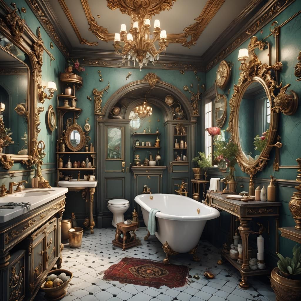 Detailed Hidden Object Bathroom in Matte Painting Style