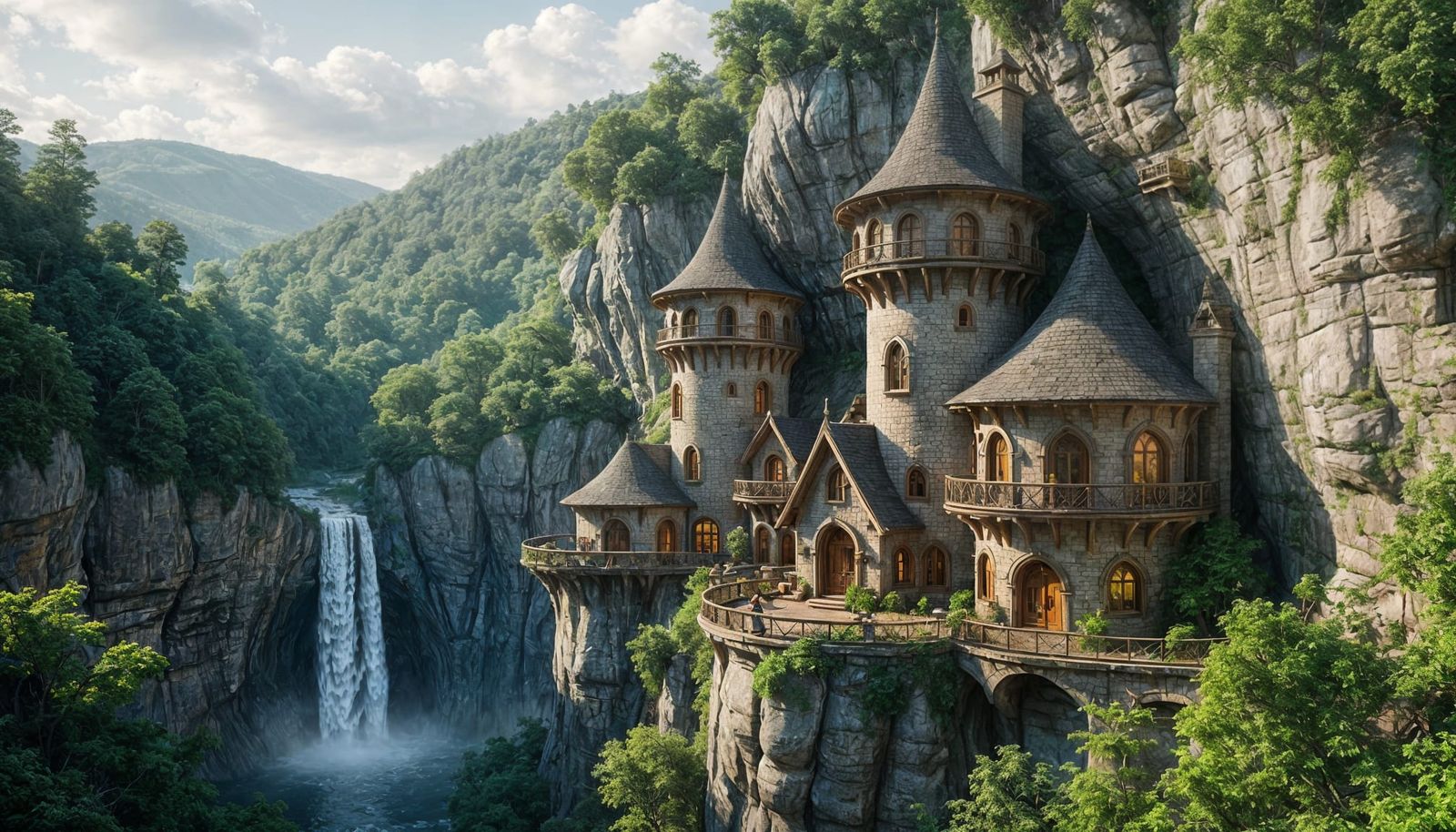 Elven Cliffside Cottages: Fantasy Concept Art