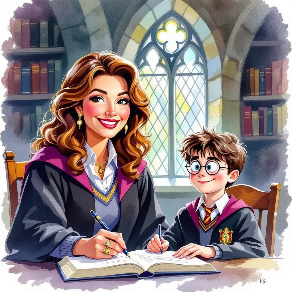 Sophia Loren as Hogwarts Professor: Watercolor Illustration